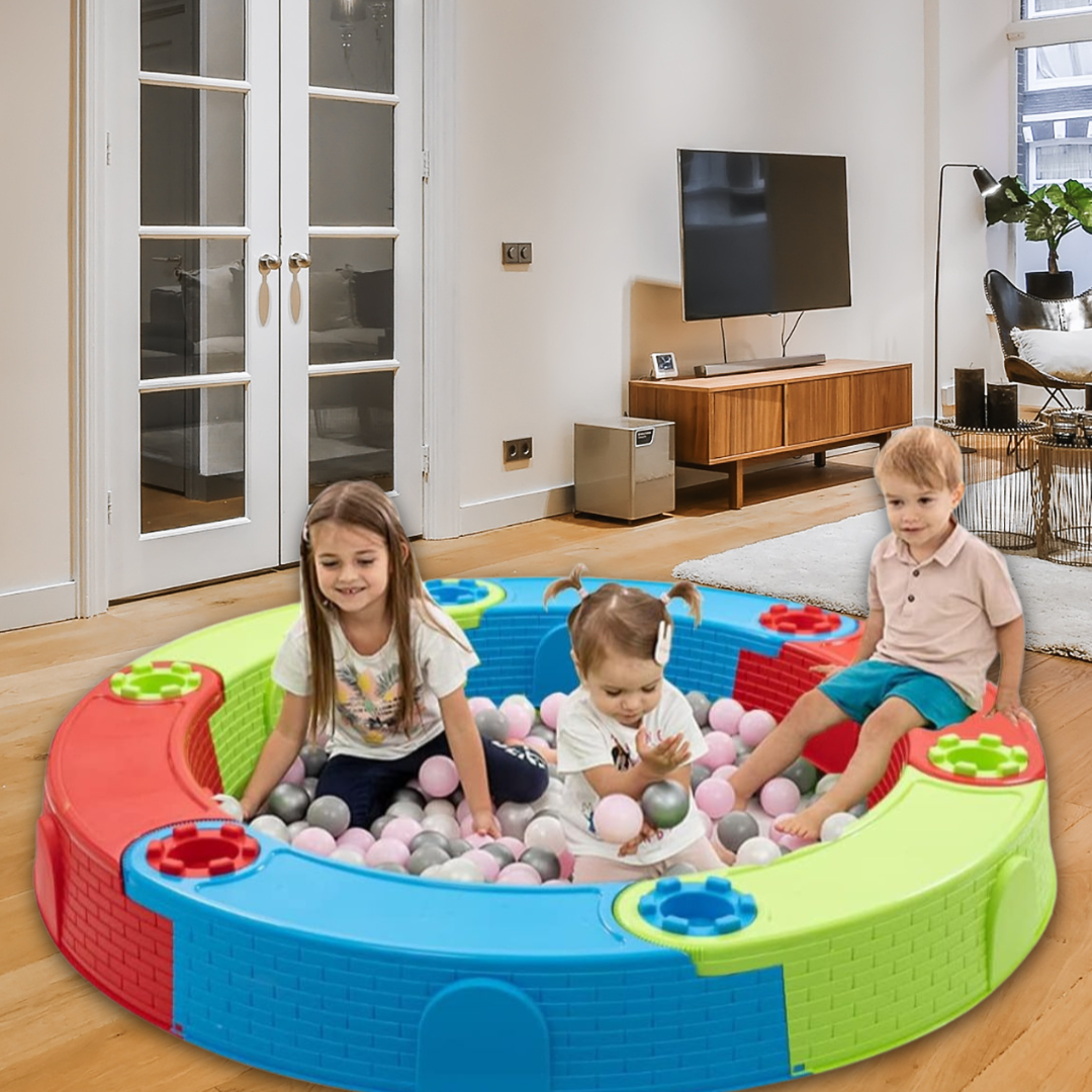 Grand Bac à Sable Château Pour Enfant – Plastique 170 Cm – Tapis Agrotextile Inclus – Assemblage Facile En 6 Pièces – Dès 12 Mois – Fabriqué UE – Multicolore